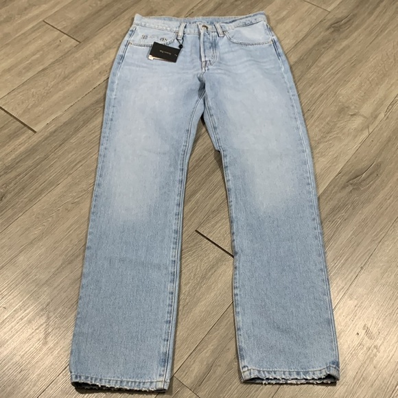 Massimo Dutti Light Wash Straight Leg High Rise 100% Cotton Jeans size 6 NWT - Picture 6 of 13